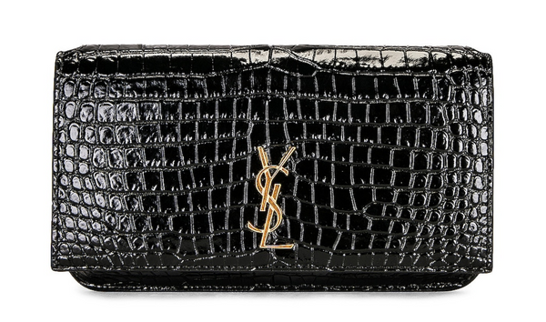 SAINT LAURENT Monogramme Embossed Croc Phone Bag