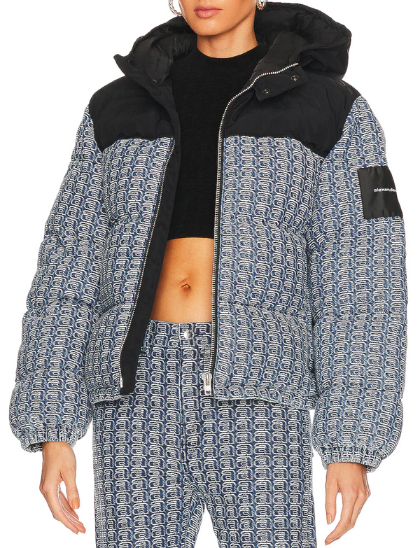 Alexander Wang Logo Jacquard Colorblock Puffer