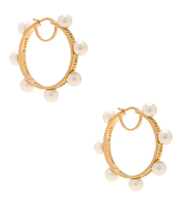 Miu Miu Pearl Hoop Earrings