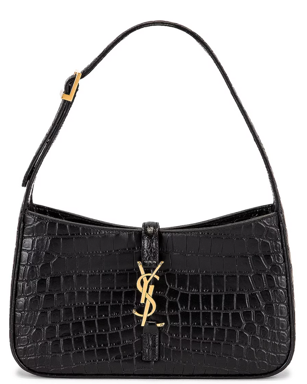 Saint Laurent Le 5 A 7 Embossed Croc Hobo Bag