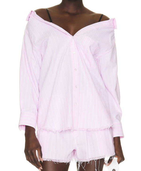 Alexander Wang Off Shoulder Boyfriend Shirt