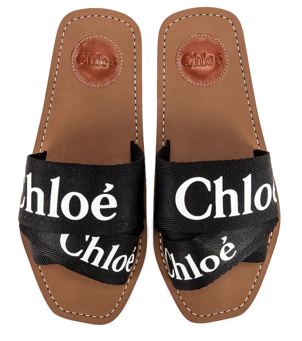Chloe Woody Canvas Slides