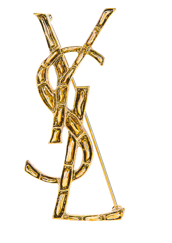 Saint Laurent Textured Crocodile YSL Brooch