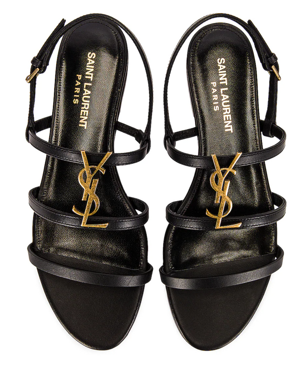 Saint Laurent Cassandra Leather Flat Sandals